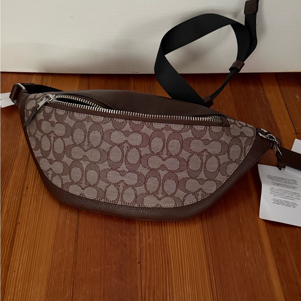 Coach Tan and Brown Signature Crossbody Bag